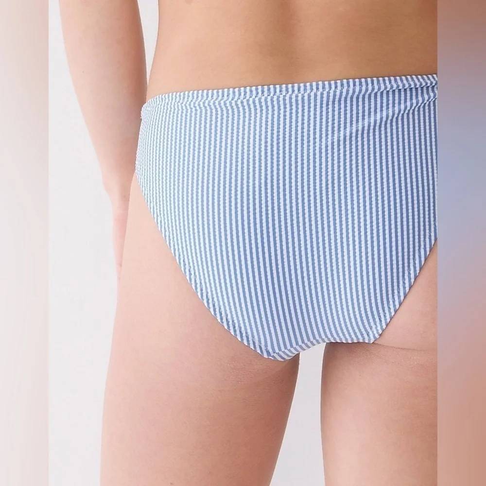 NWT J. Crew Hipster Bikini Bottom in Seersucker, Low-Rise, Moderate Coverage, 3X
